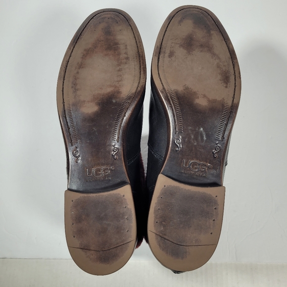 Ugg Inez Black Leather Boots with Wine Cuff - Picture 8 of 8